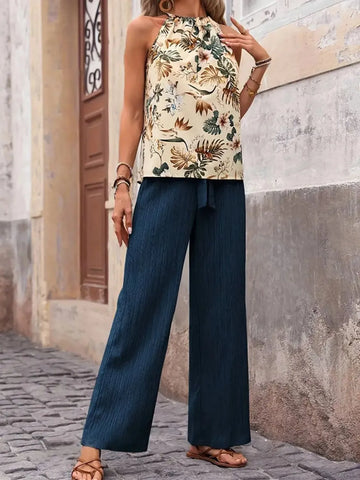 Zoe Printed Wide Leg Two Piece Sets