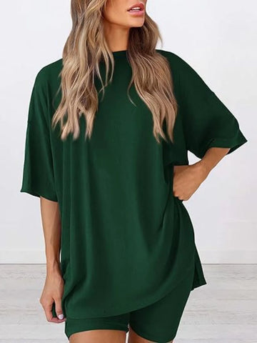 Dinora Full Size Oversized Round Neck Two Piece Sets
