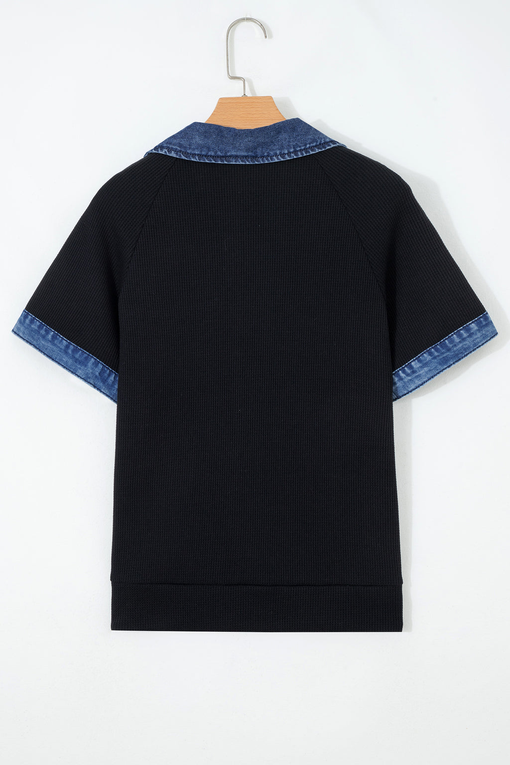 Waffle Knit Trim  Polo Collar