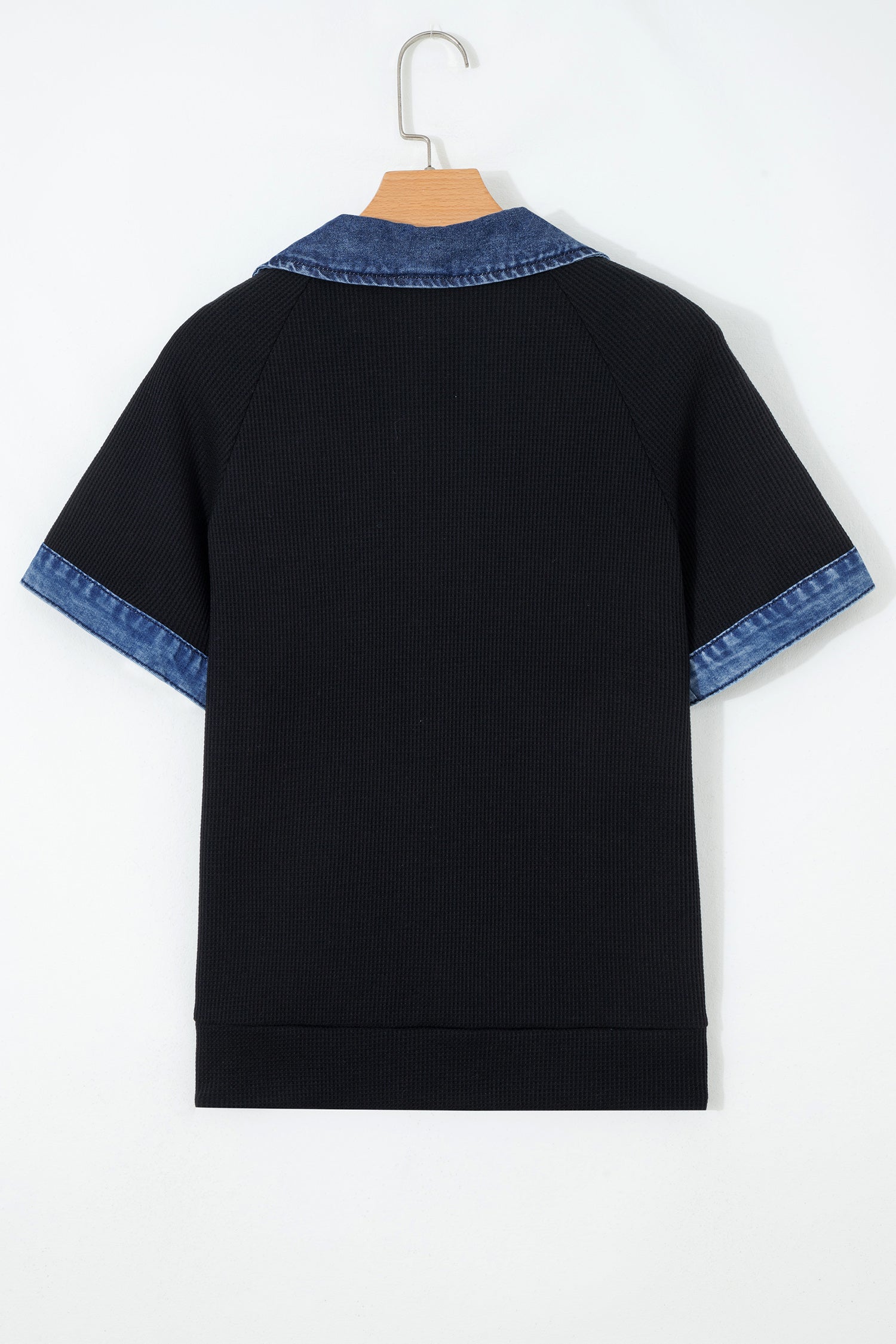 Waffle Knit Trim  Polo Collar