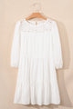 July White Floral Lace Patchwork Bracelet Sleeve Tiered Mini Dress