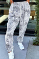 Minie Gray Camo Print Cozy Drawstring Elastic Waist Jogger Pants