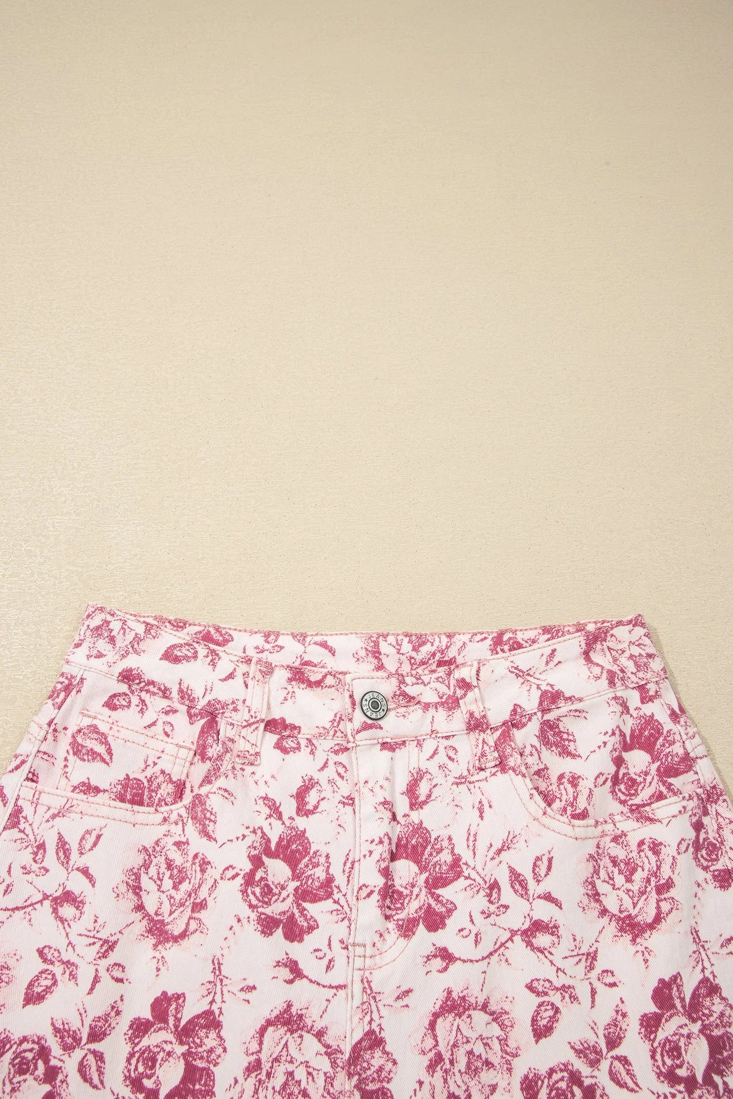 Floral Denim High Waist Pants