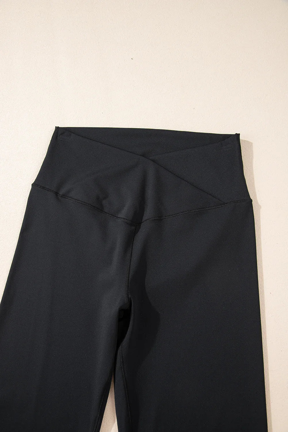 Lia Black V Shape High Waist Flared Leggings