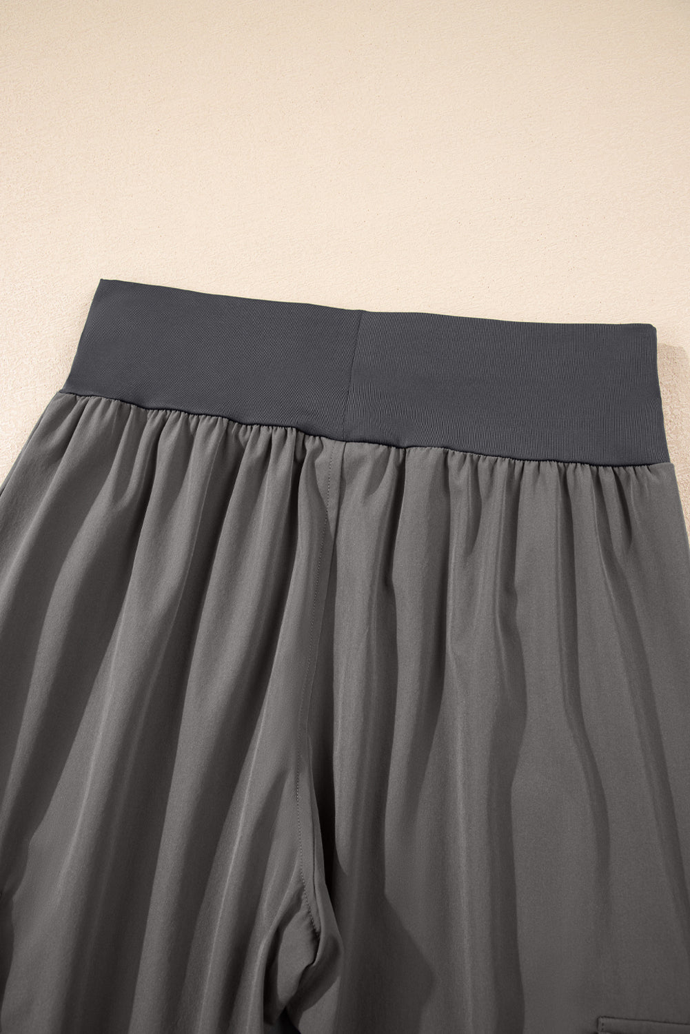 Solid Elastic High Waist Pocketed Cargo Jogger Pants