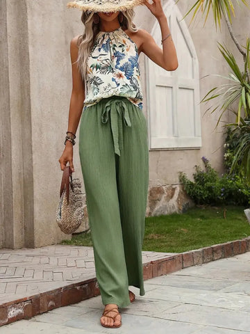 Zoe Printed Wide Leg Two Piece Sets