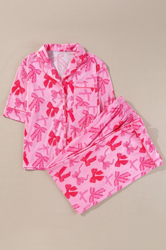Cristal Bow Knot Lapel Collar Two Piece Sets