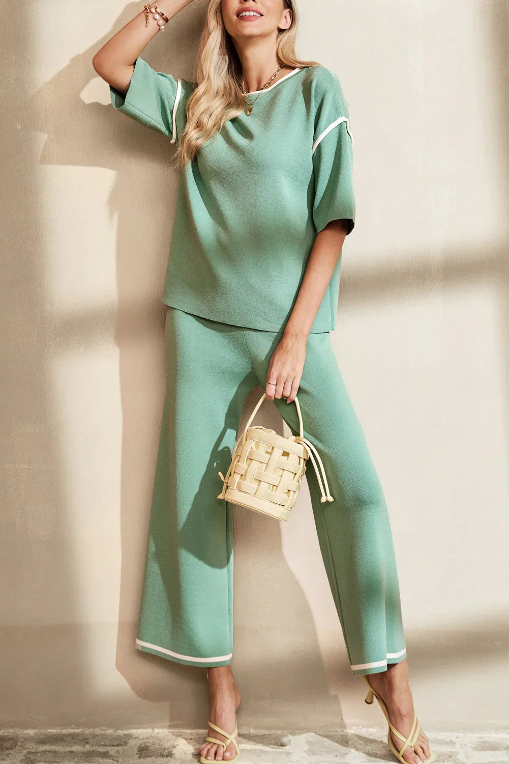Wanda Contrast Trim and Drawstring Two Piece Set