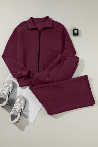 Belen Solid Zip-Up Drawstring Two Piece Sets