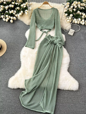Denisse Knitted Elegant Two Piece Sets