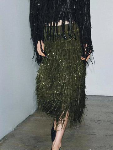 Amanda Fringe Long Sleeve Two Piece Sets