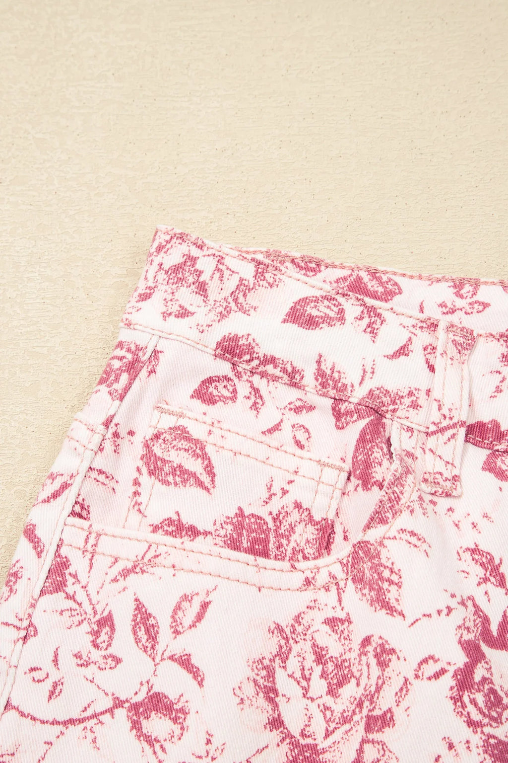 Floral Denim High Waist Pants
