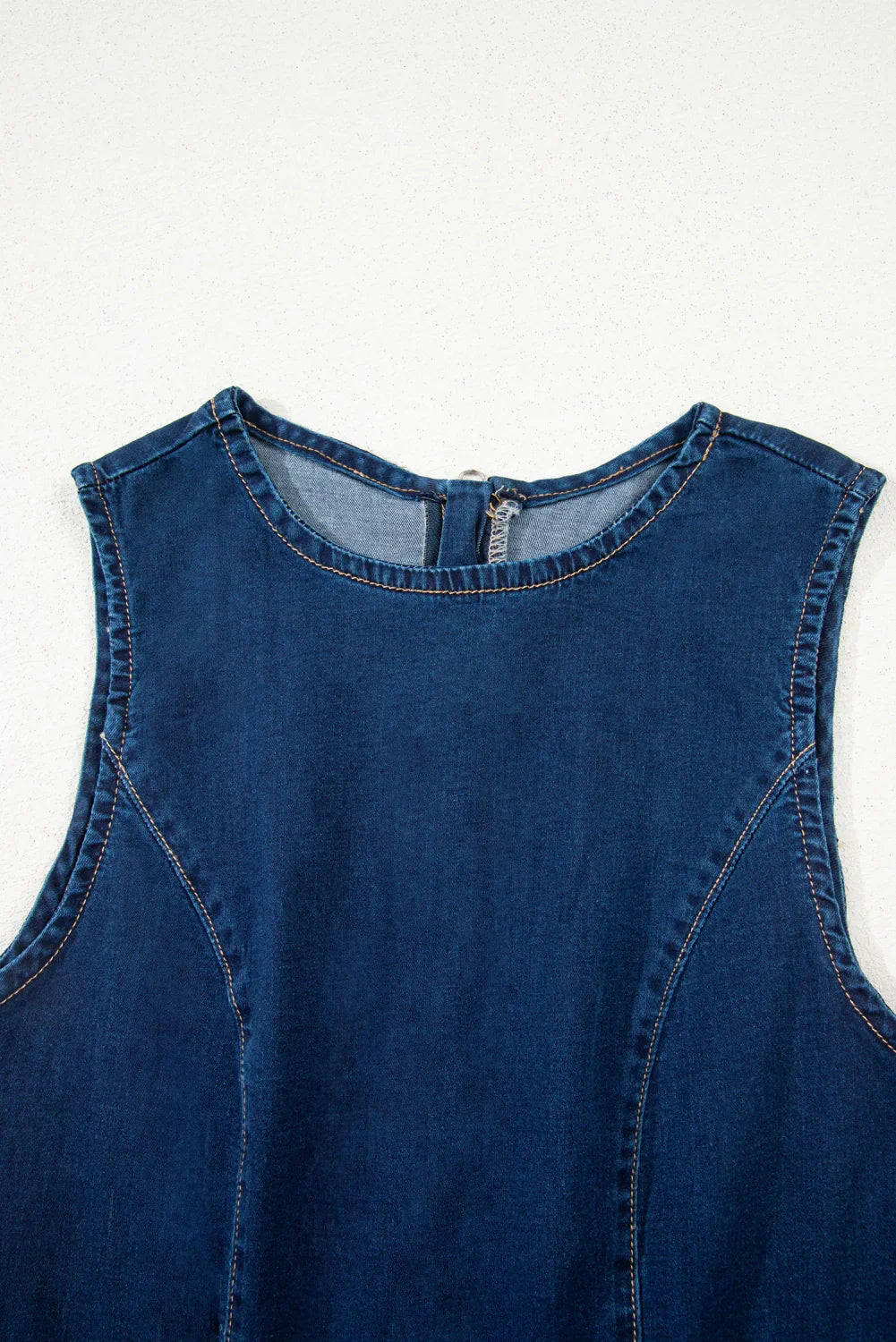 Bronx Girl Dirty blue Sleeveless Zipped Bodycon Denim Short Dress