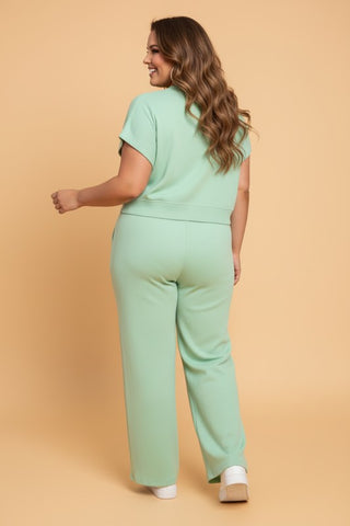 Kayla Cute Plus Size Solid Two Piece Sets