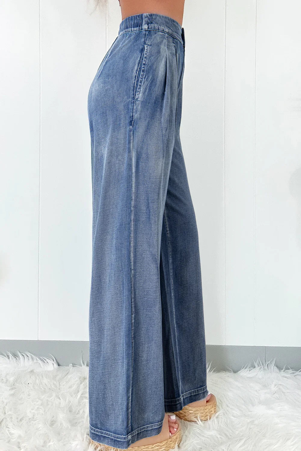 Grannie Dusk Blue Acid Wash Wide Leg High Waist Jeans