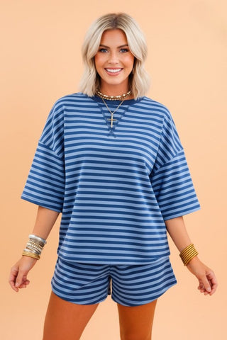 Victoria Stripe Short Sleeve Two Piece Sets