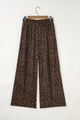 Delia Dark Brown Leopard Print Elastic High Waist Loose Corduroy Pants