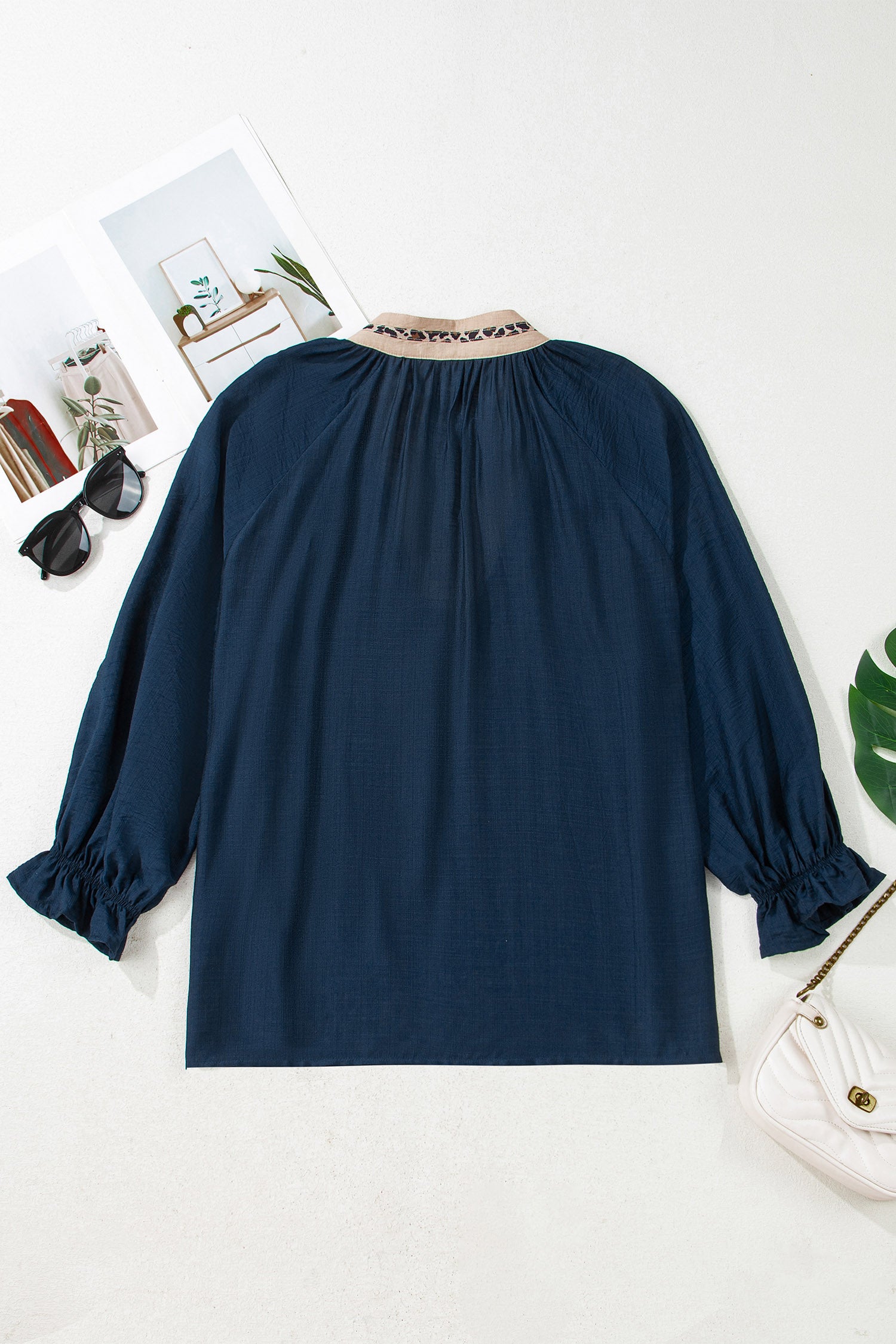 Contrast  Patchwork Collar Long Flounce