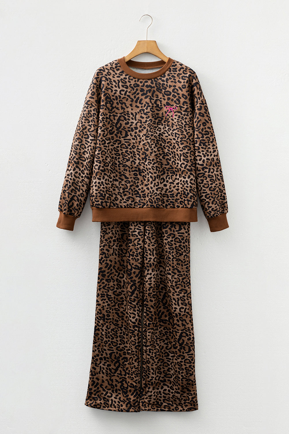 Amalia Leopard Contrast Trim Two Piece Sets