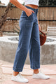 Stacey Ashleigh Blue Cropped High Rise Wide Leg Jeans