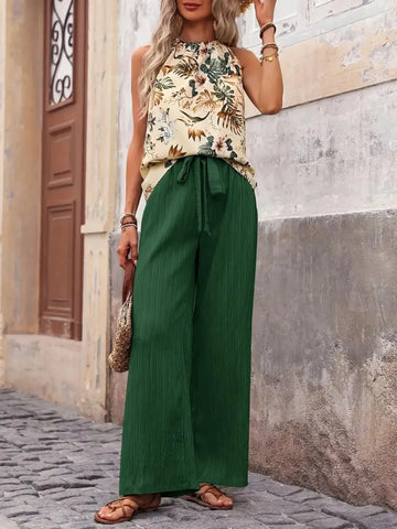 Zoe Printed Wide Leg Two Piece Sets