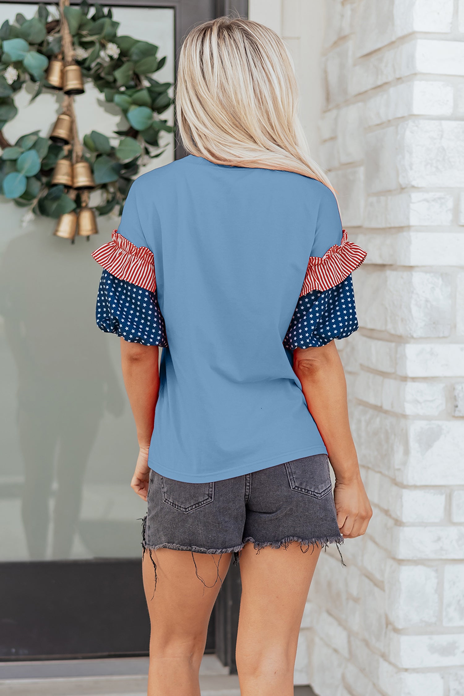 Stars Stripes Puff Sleeve
