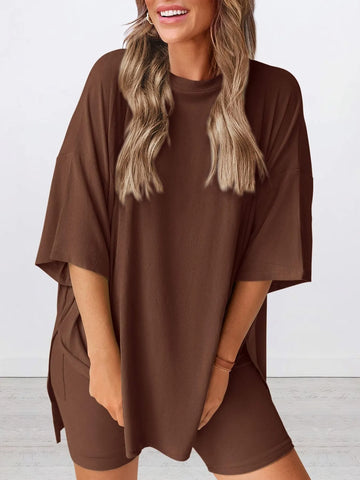 Dinora Full Size Oversized Round Neck Two Piece Sets