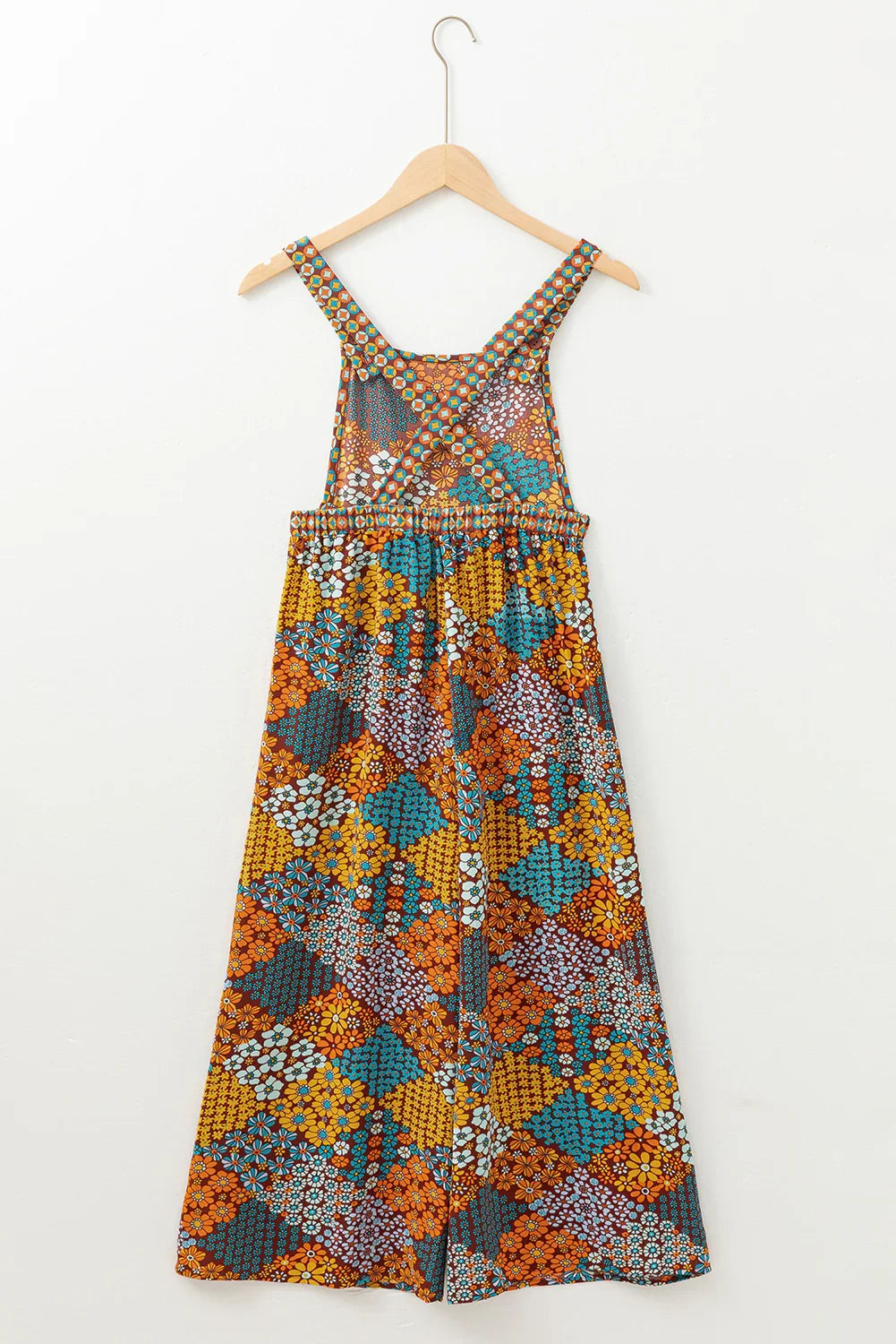 West Harlem Multicolour Boho Floral Print Crossed Straps Ankle-length Jumpsuit