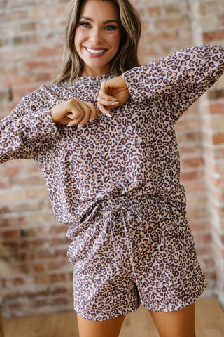 Merida Leopard Ribbed Long Sleeve Two Piece Sets
