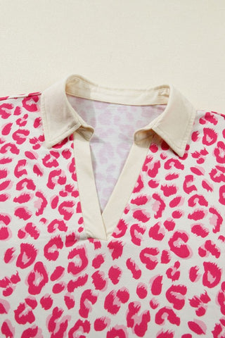 Bulma Leopard Collared V-Neck Two Piece Sets