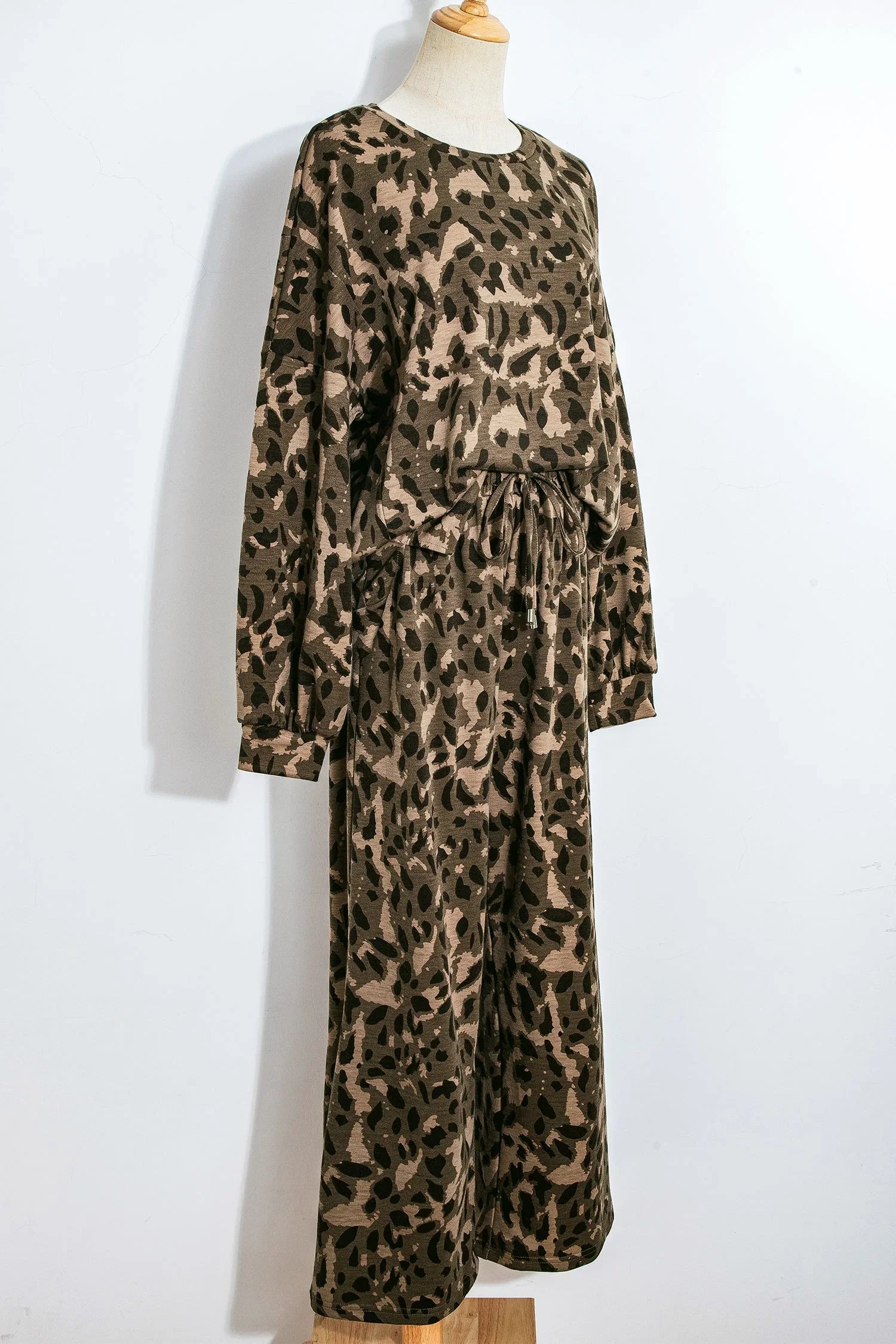 Milagros Leopard Patchwork And Drawstring Two Piece Sets