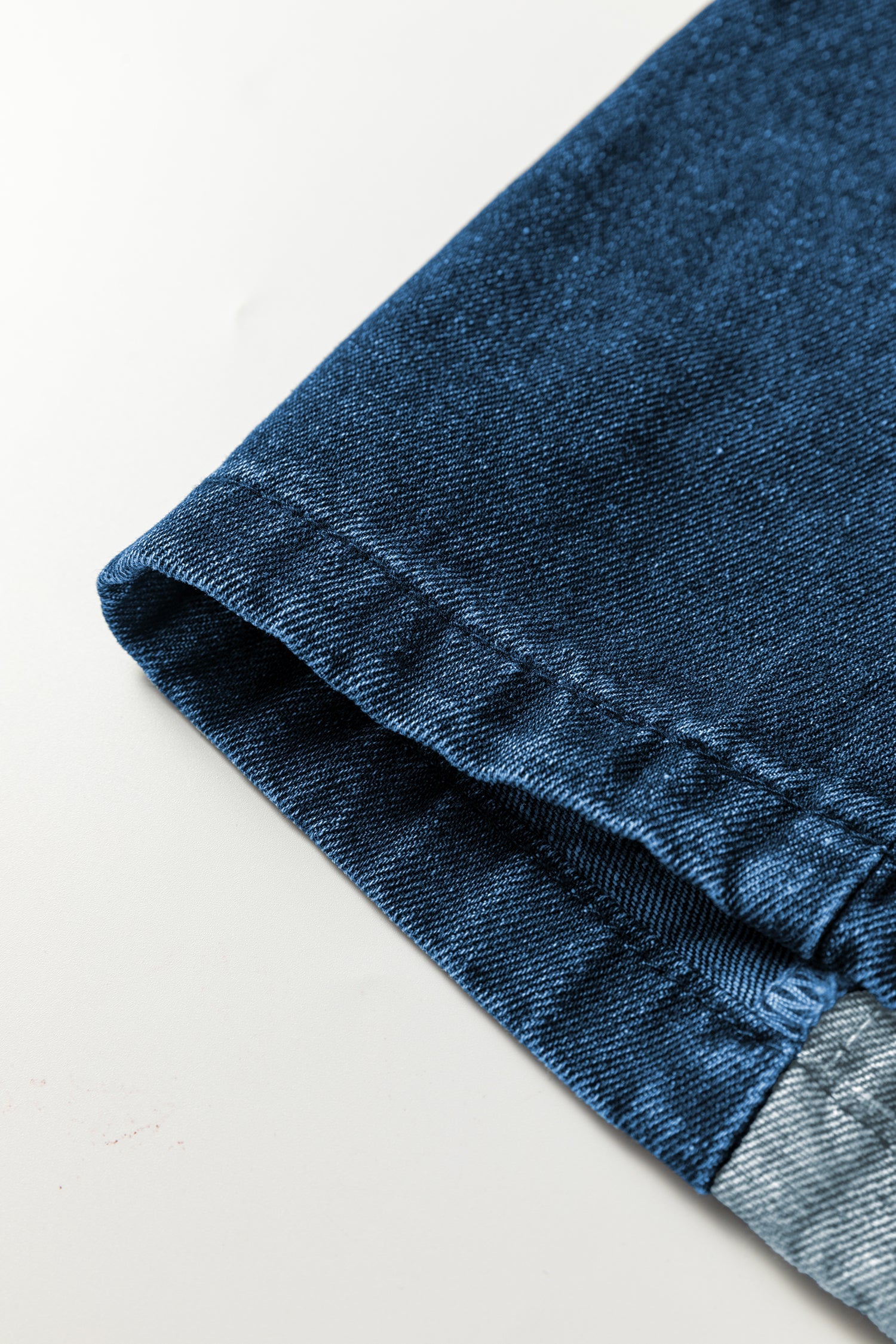 Sail Blue Checkered Side Panel Patchwork Drawstring Loose Denim