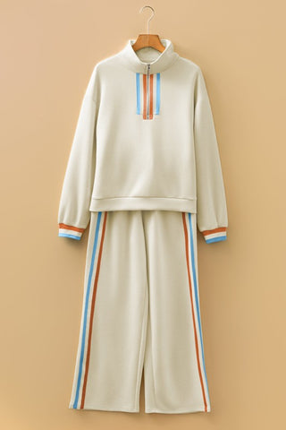 Elisa Stripe Patchwork Pullover Two Piece Sets