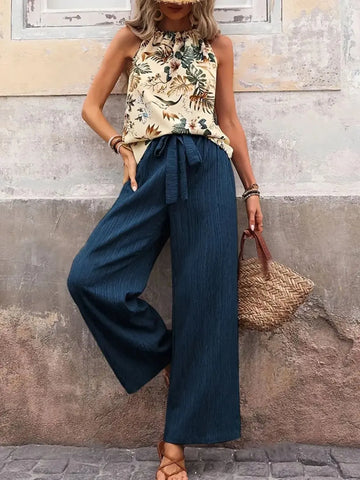 Zoe Printed Wide Leg Two Piece Sets