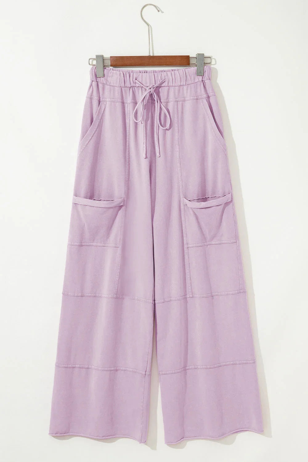 Mineral Wash Reverse Seam Drawstring Elastic Waist Pants
