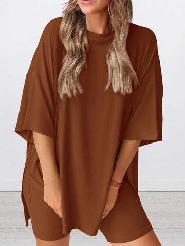 Dinora Full Size Oversized Round Neck Two Piece Sets