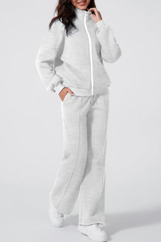 Belen Solid Zip-Up Drawstring Two Piece Sets