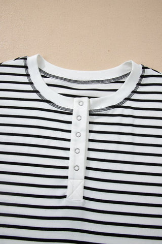 Erika Stripe Cap Sleeve Henley Two Piece Sets