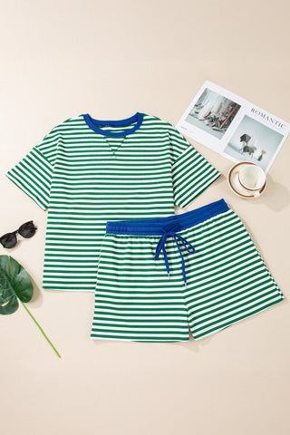 Estela Plus Size Stripe Boxy Two Piece Sets