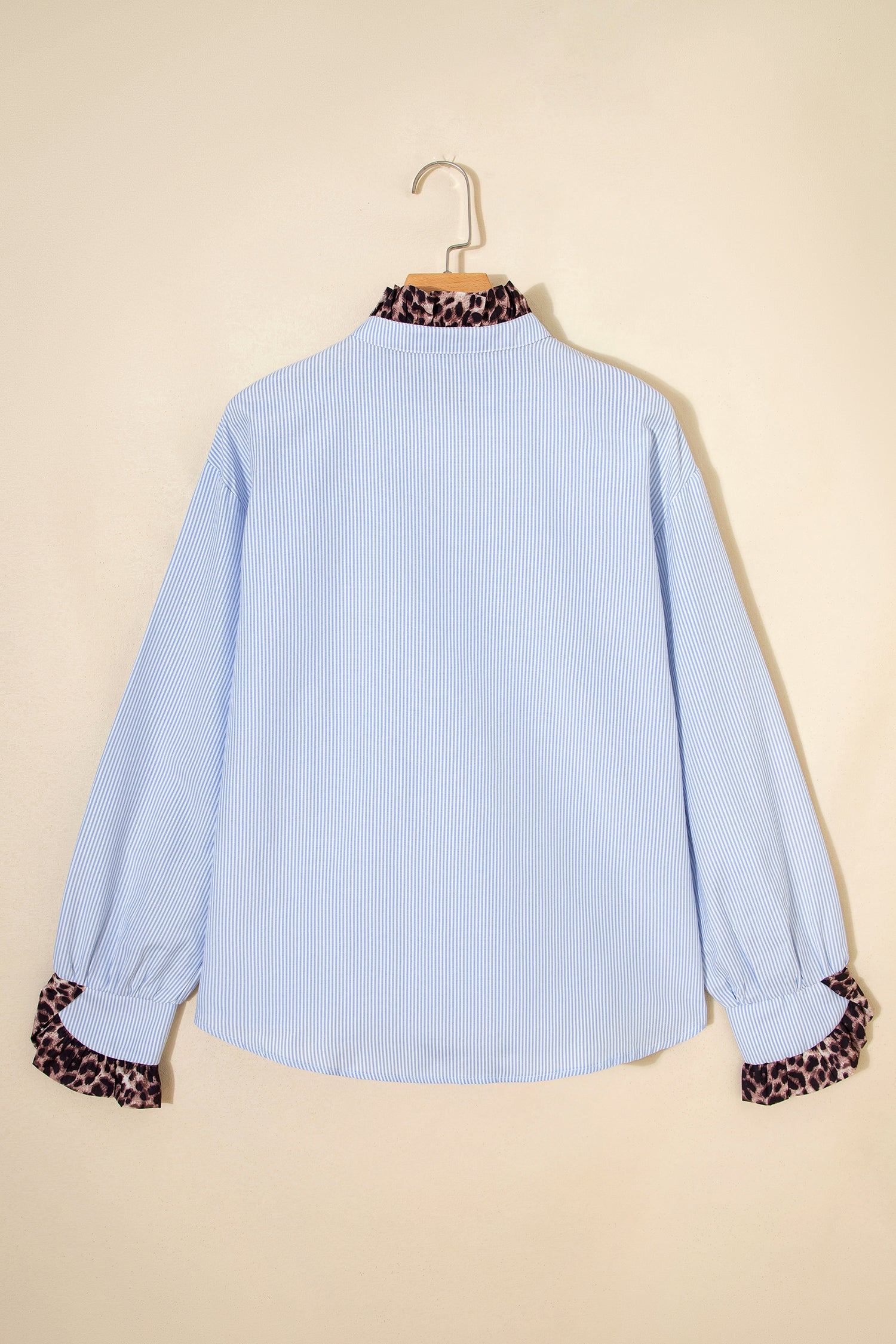 Stripe Ruffled  Long Sleeve Down Loose