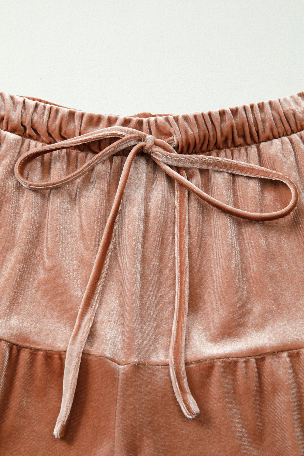 Glunel Straw Yellow Mineral Wash Lace-up High Waist Tiered Bell Bottom Pants