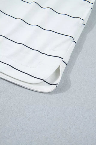 Sandra Stripe Half Sleeve Drawstring Two Piece Sets