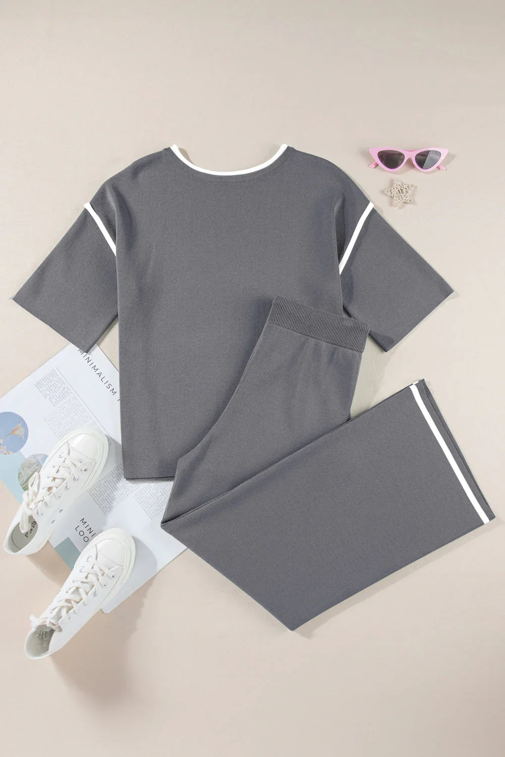 Wanda Contrast Trim and Drawstring Two Piece Set