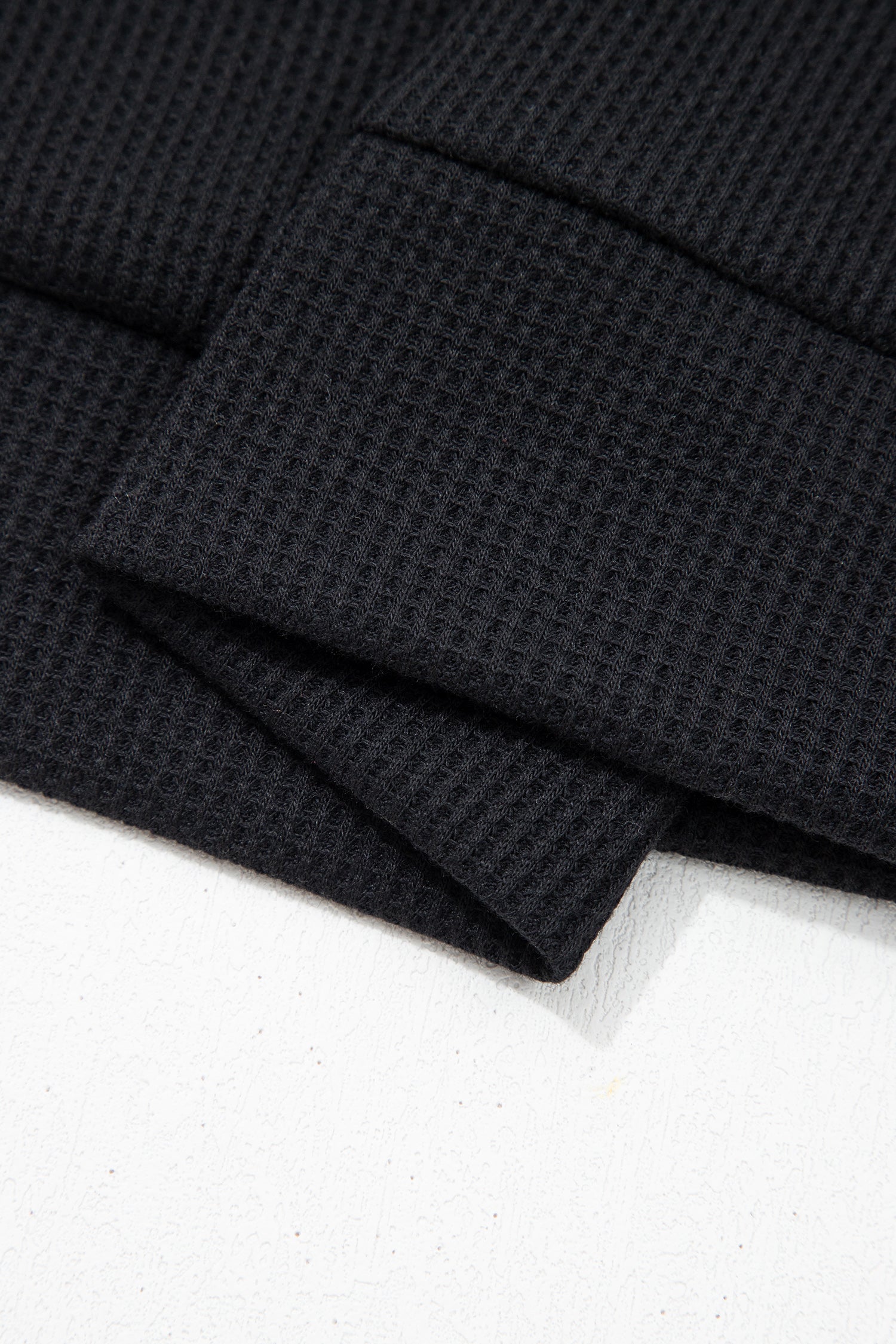 Waffle Knit Trim  Polo Collar