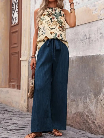 Zoe Printed Wide Leg Two Piece Sets