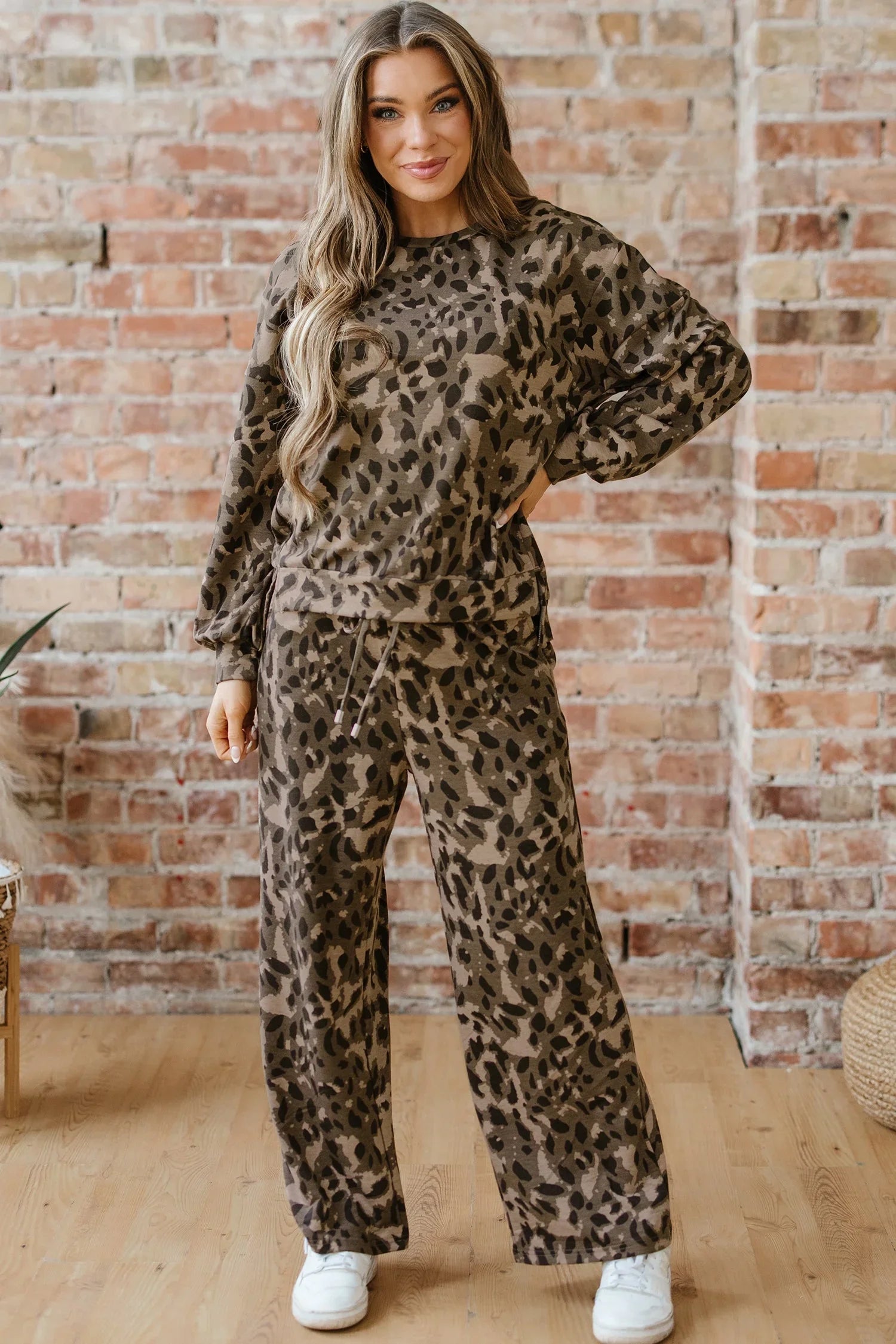 Milagros Leopard Patchwork And Drawstring Two Piece Sets