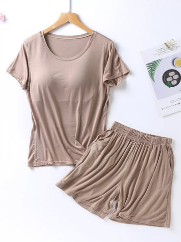 Sarah Padded Round Neck Modal Two Piece Sets