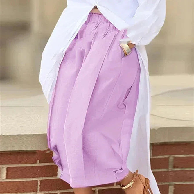 Women's Solid Color Cotton Wide Leg Cropped Pant