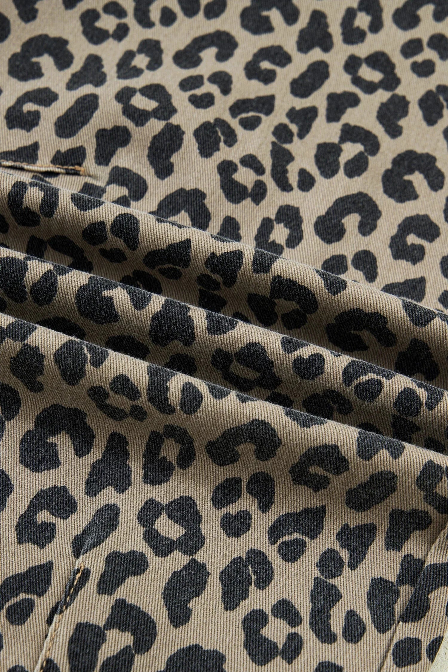 Leopard Denim Drawstring Elastic Waist Loose Pants