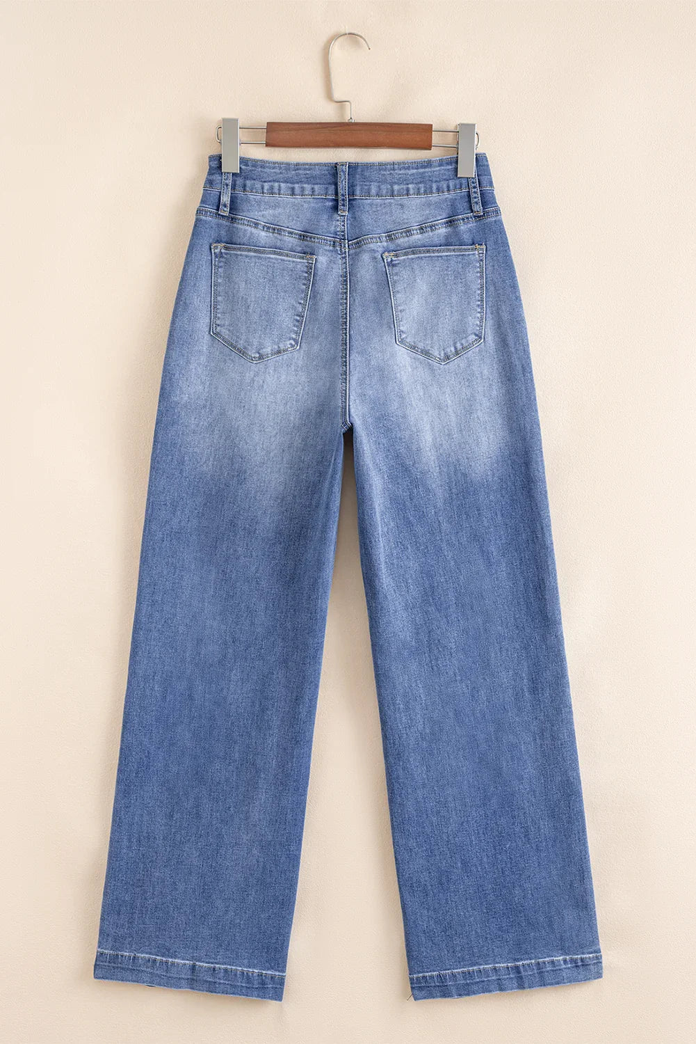 Trini Beau Blue Tailored Center Seam Detail Straight Loose High Rise Jeans
